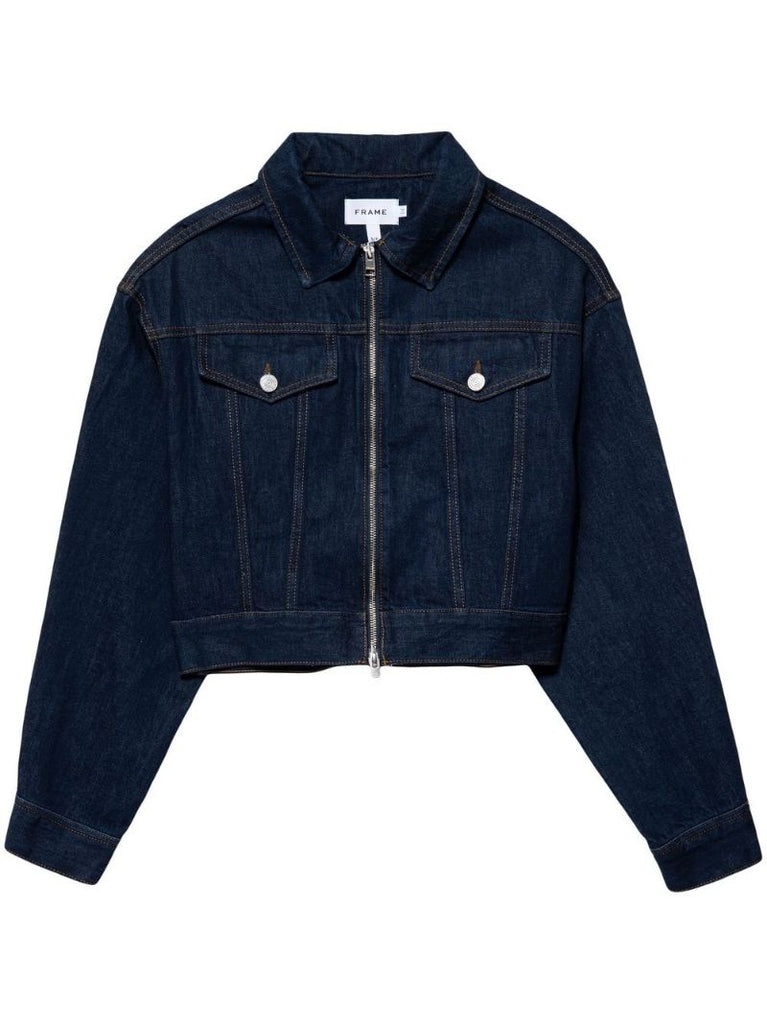 Blue Cropped Denim Jacket