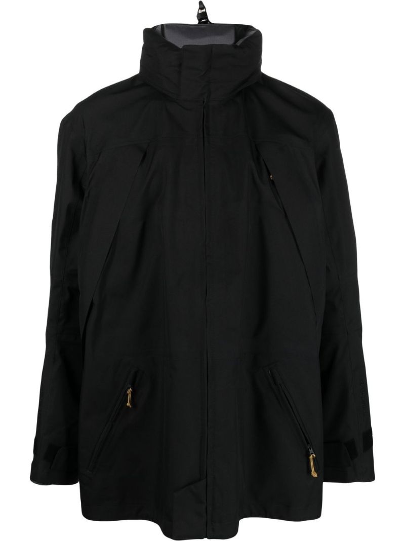 Black High-neck Zip-fastening Parka Jacket