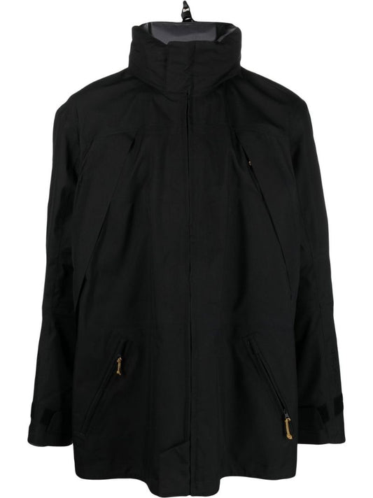 Black High-neck Zip-fastening Parka Jacket