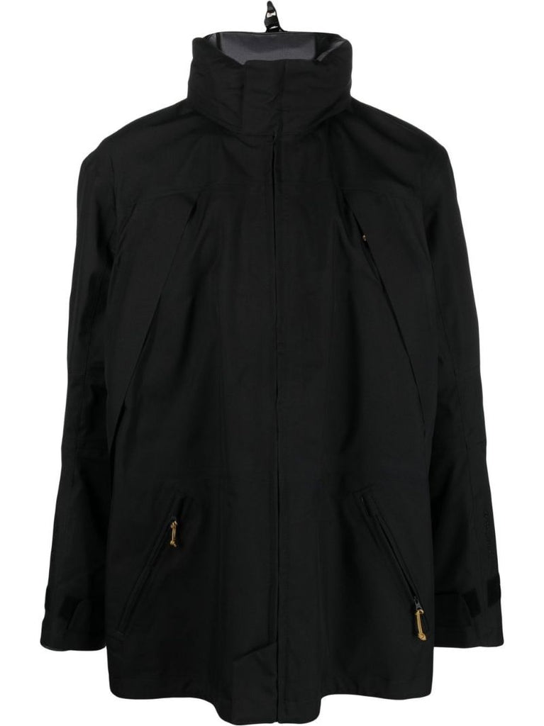 Black High-neck Zip-fastening Parka Jacket