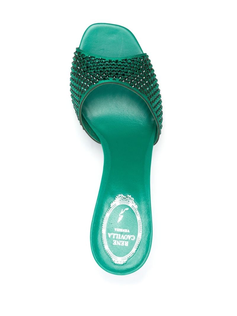 Green Crystal Embellished 90 Leather Mules