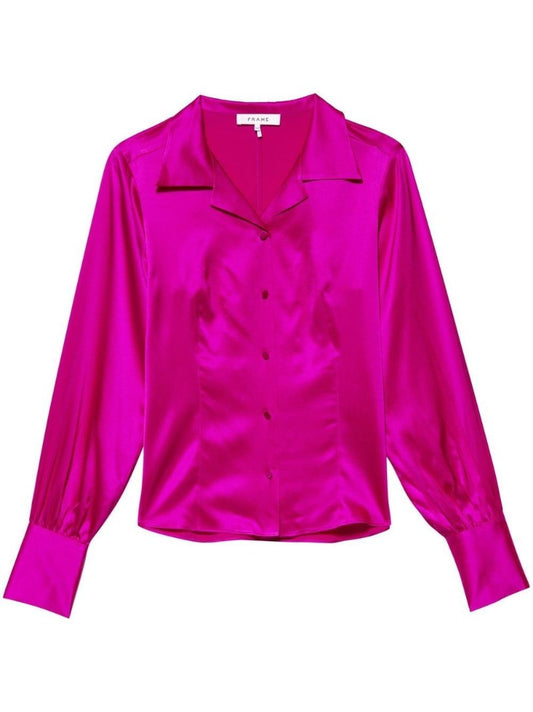 Pink Long Sleeves Silk Blouse