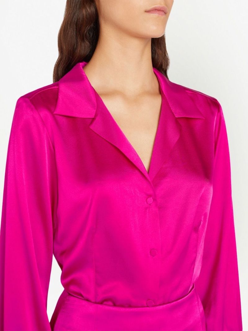 Pink Long Sleeves Silk Blouse