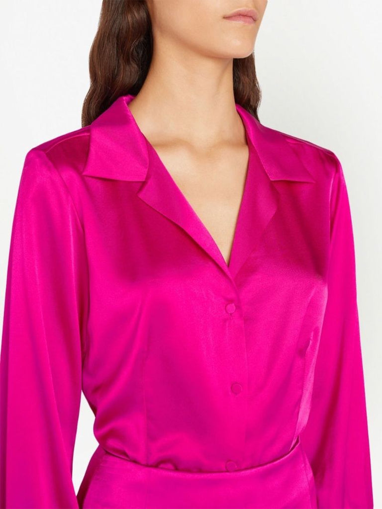 Pink Long Sleeves Silk Blouse