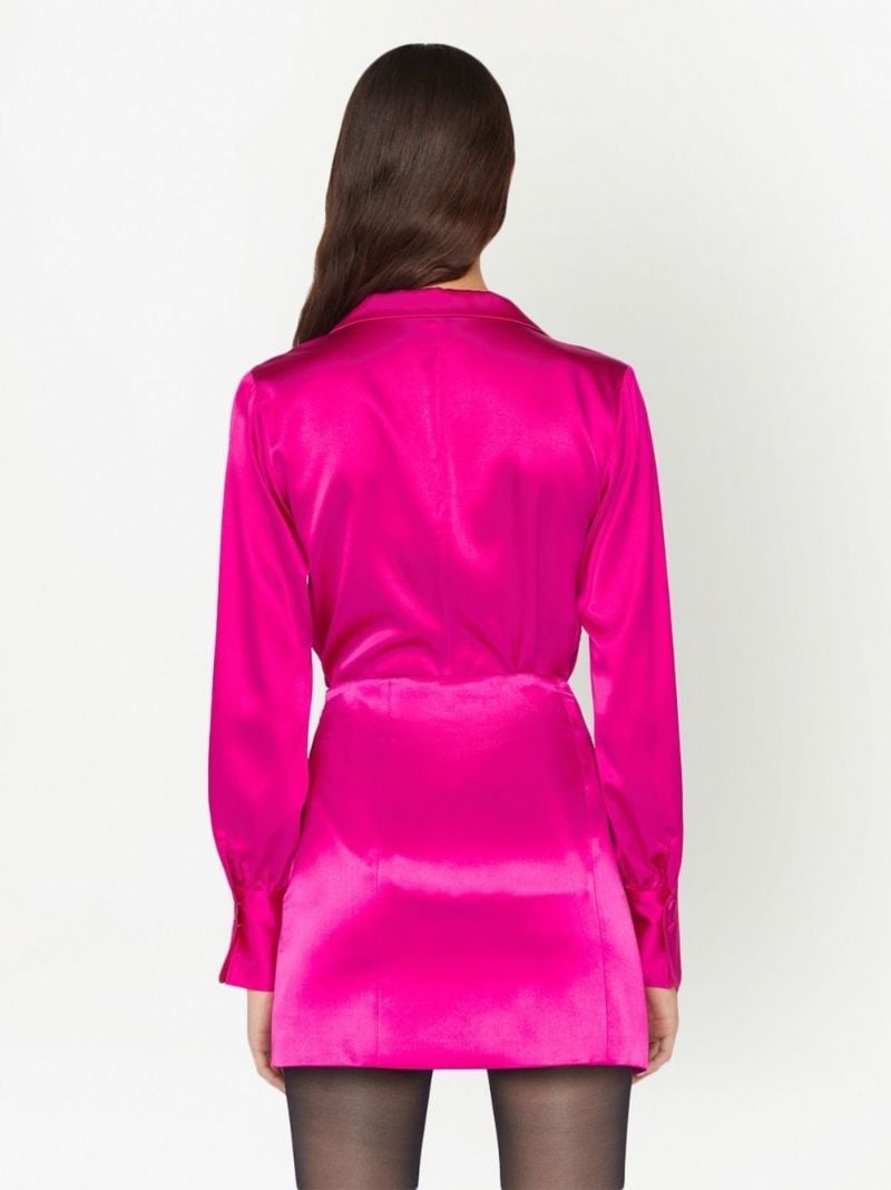 Pink Long Sleeves Silk Blouse