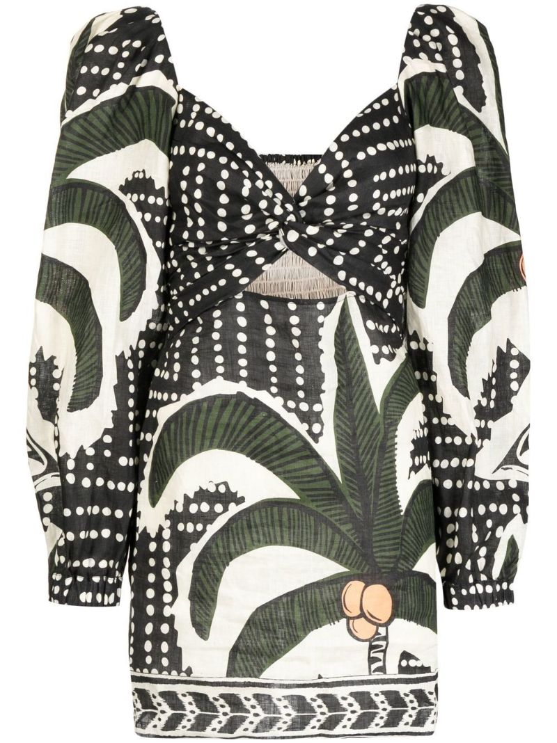 Green Graphic Print Mini Dress