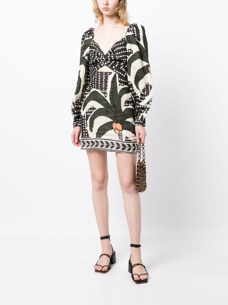 Green Graphic Print Mini Dress