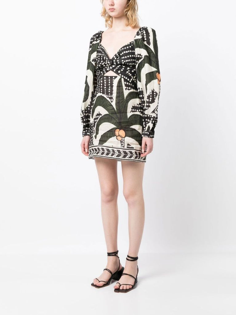 Green Graphic Print Mini Dress