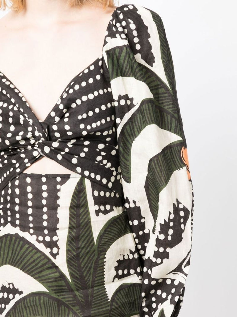 Green Graphic Print Mini Dress