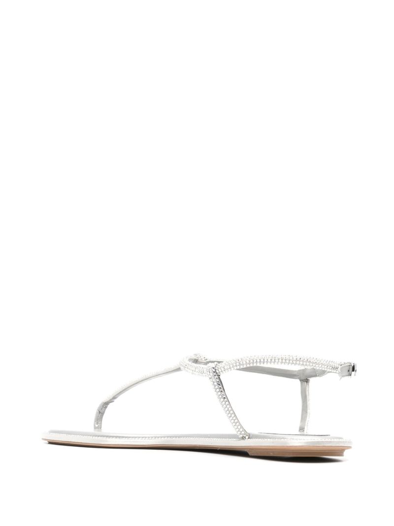 Silver Crystal-embellished Flat Sandals