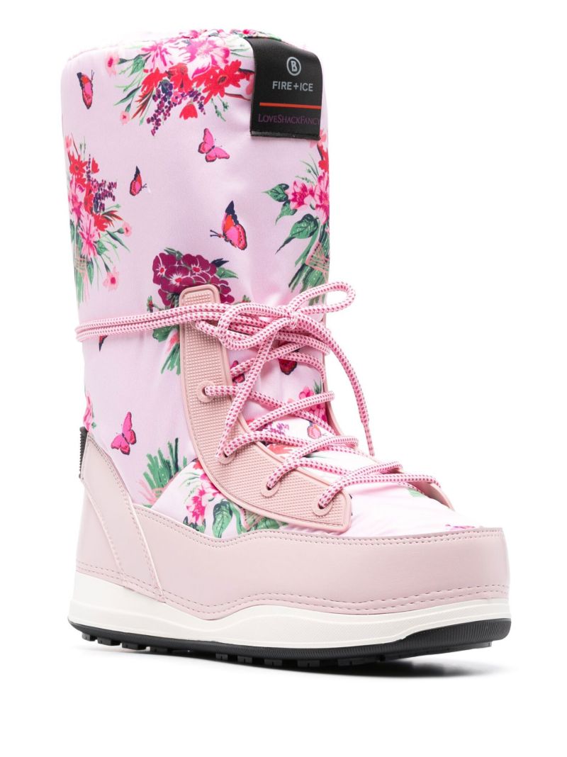 X Loveshackfancy Pink La Plagne Floral Print Snow Boots