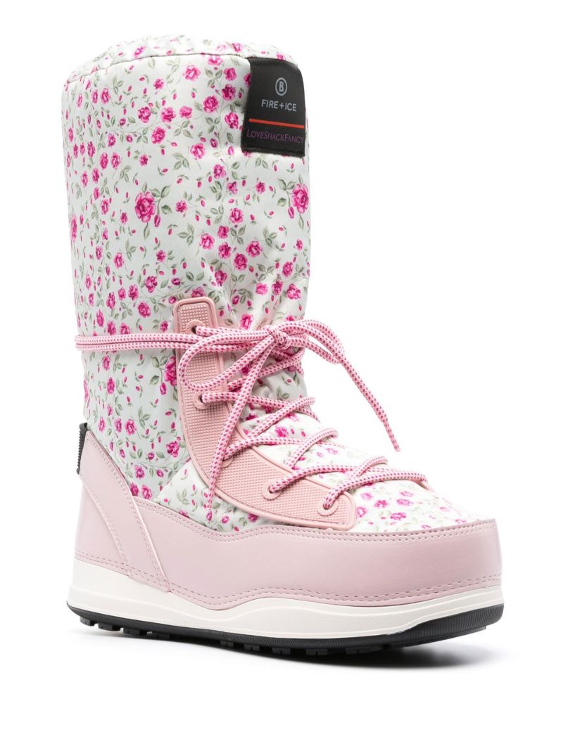 X Loveshackfancy Pink La Plagne Floral Print Snow Boots