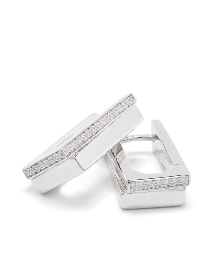 Sterling Silver Step Crystal Hoop Earrings