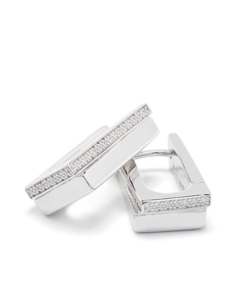 Sterling Silver Step Crystal Hoop Earrings
