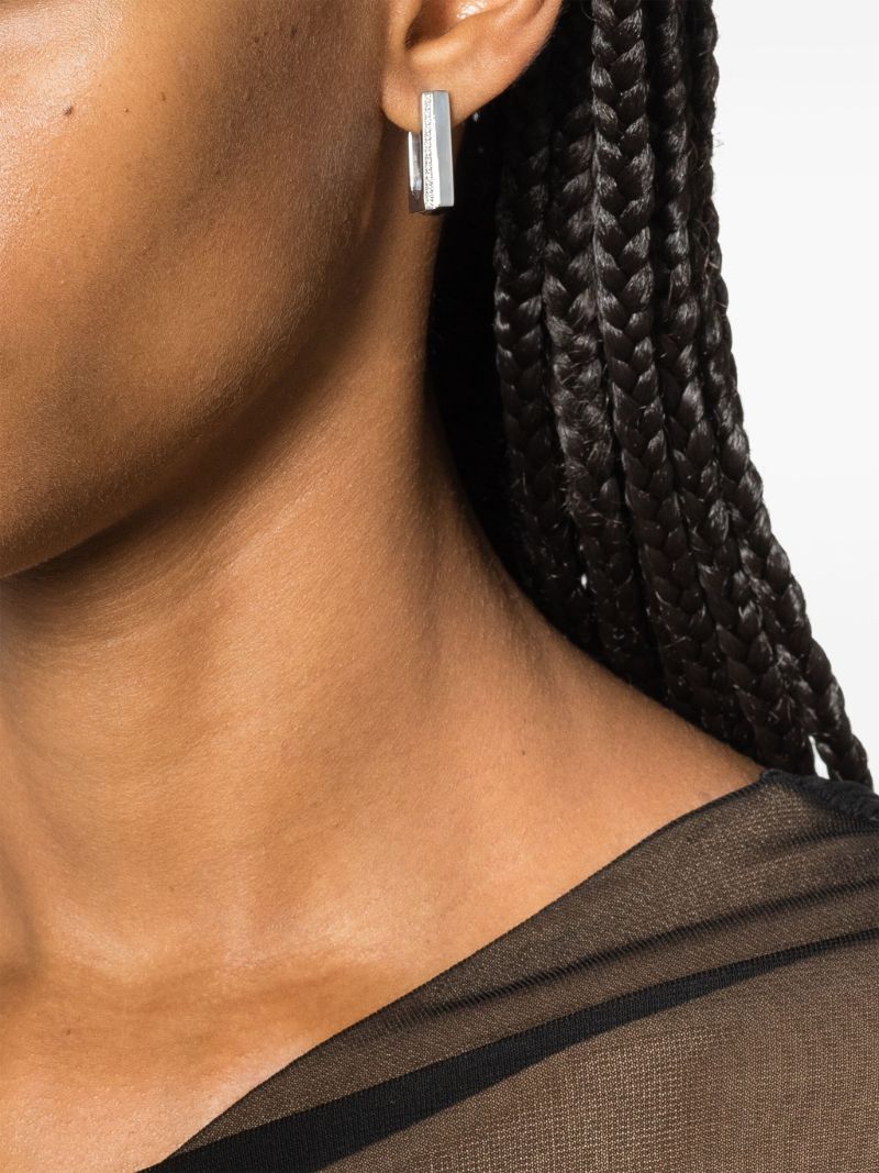 Sterling Silver Step Crystal Hoop Earrings