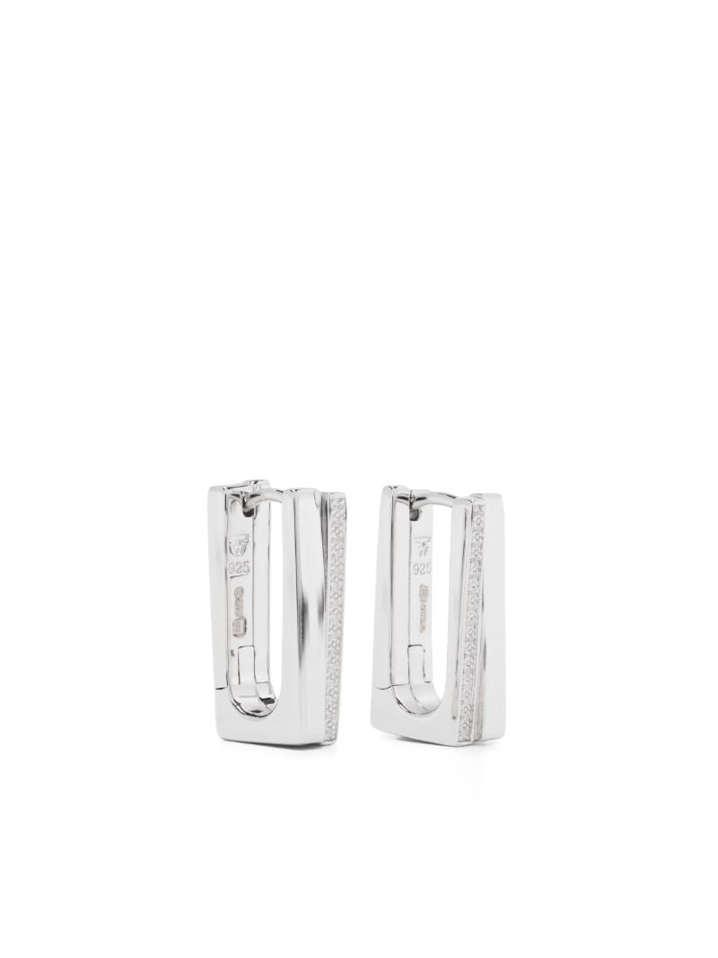 Sterling Silver Step Crystal Hoop Earrings
