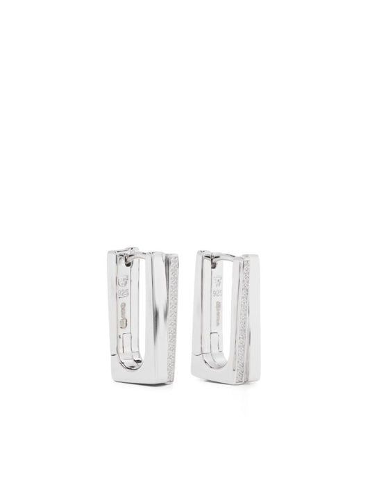 Sterling Silver Step Crystal Hoop Earrings
