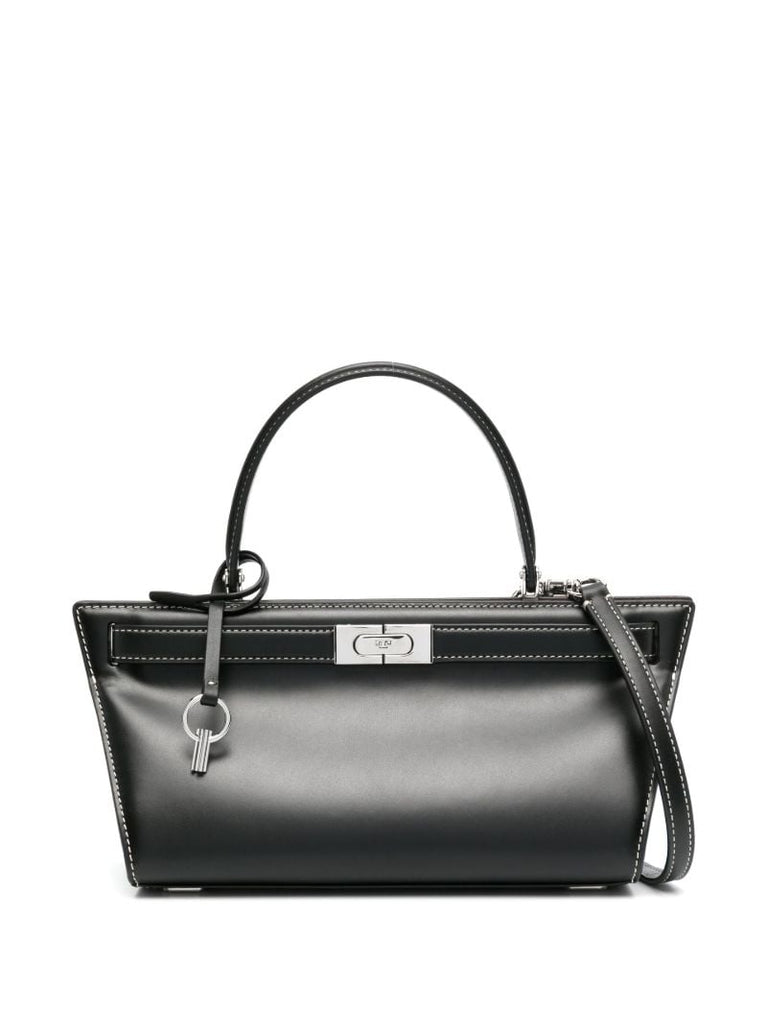 Black Cat Eye Leather Top Handle Bag