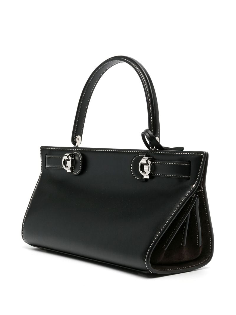 Black Cat Eye Leather Top Handle Bag