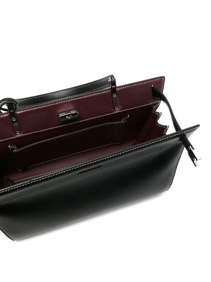 Black Cat Eye Leather Top Handle Bag