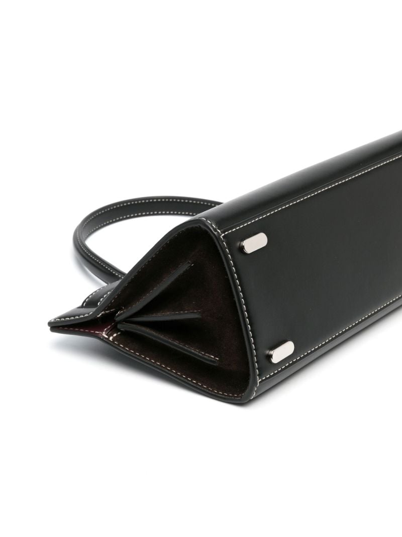 Black Cat Eye Leather Top Handle Bag