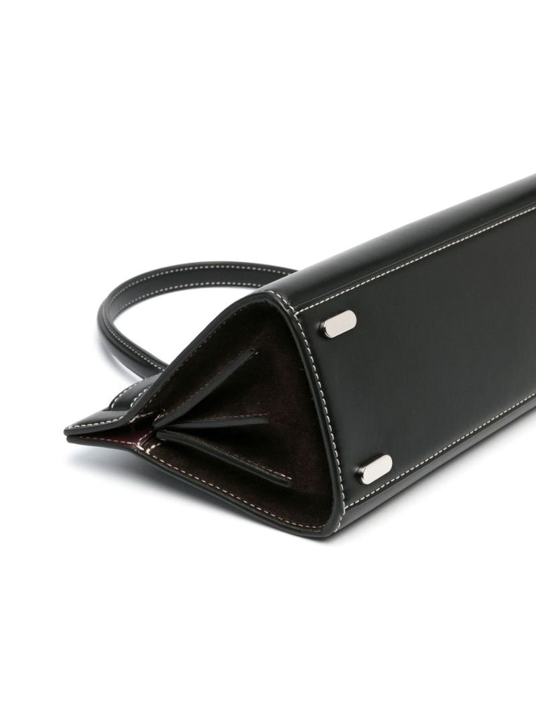 Black Cat Eye Leather Top Handle Bag
