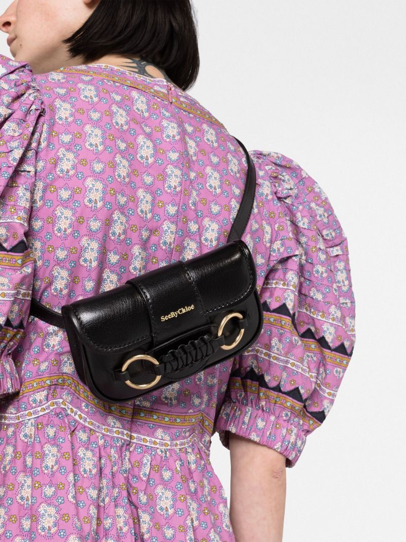 Black Saddie Leather Cross Body Bag