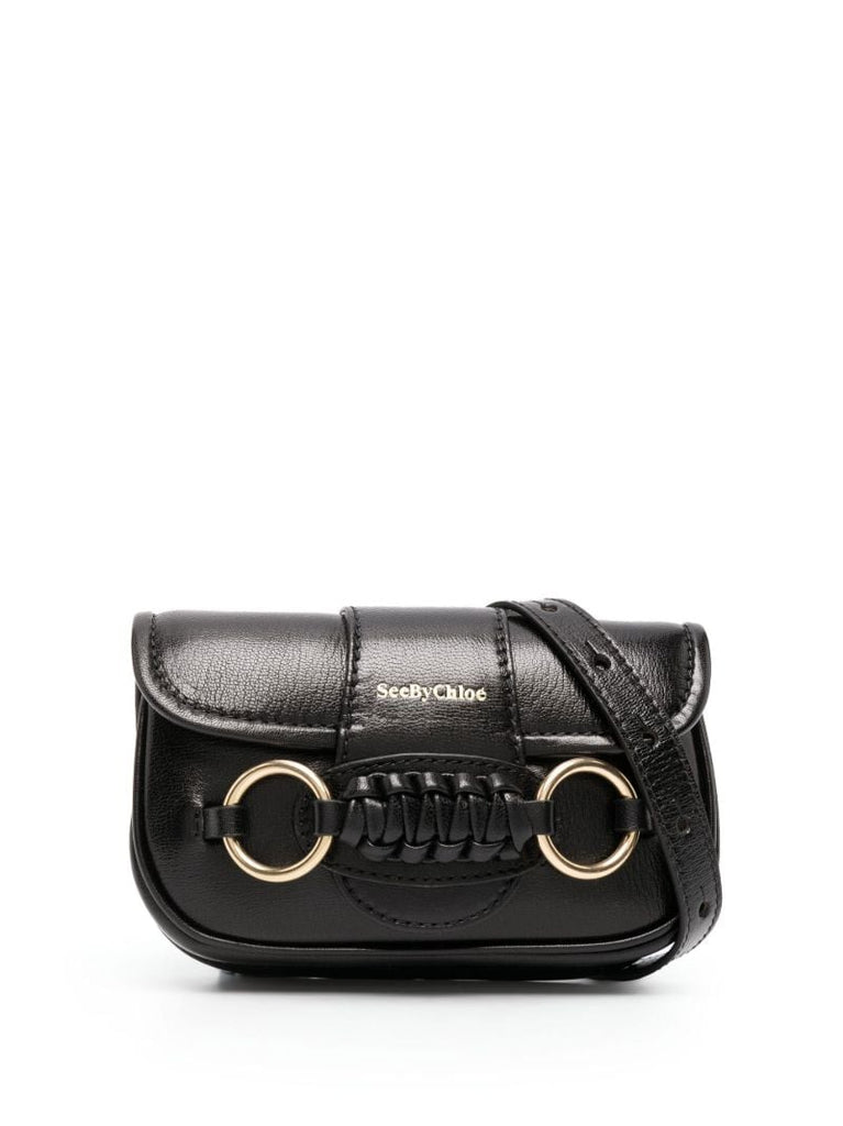 Black Saddie Leather Cross Body Bag