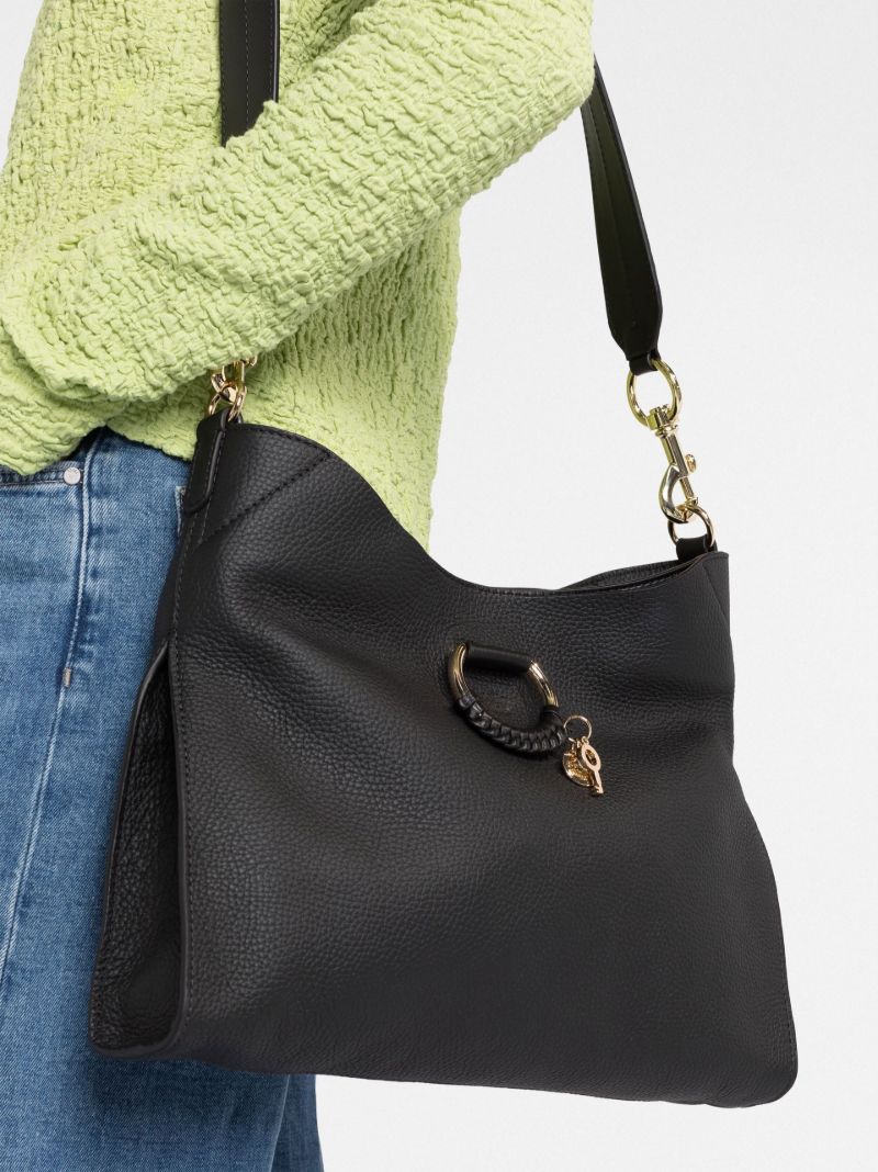 Black Joan Leather Shoulder Bag