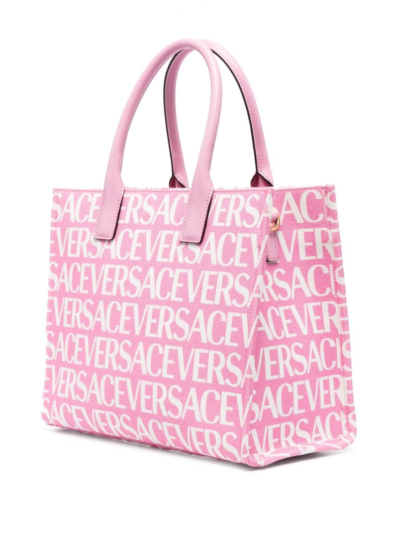 Pink Medusa Logo Print Tote Bag