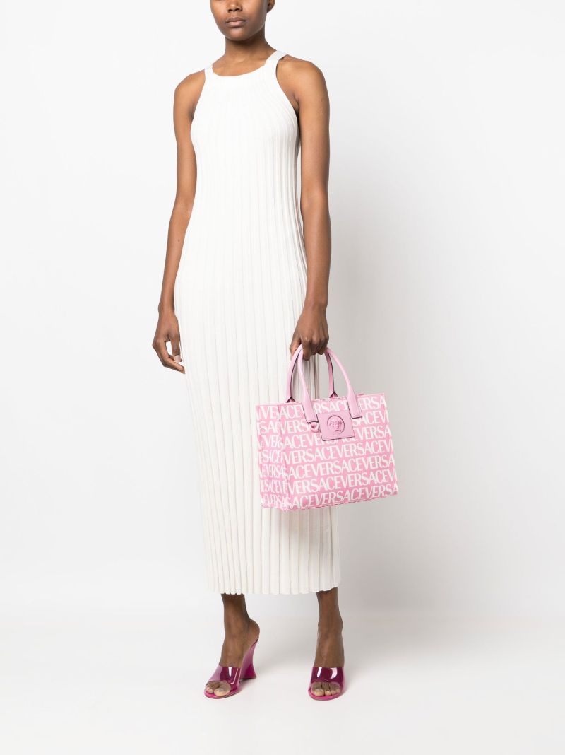 Pink Medusa Logo Print Tote Bag