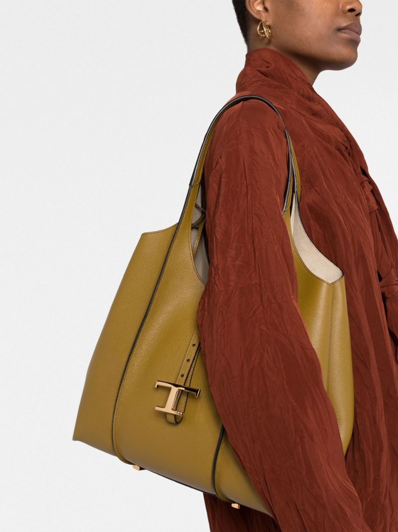 Brown T Timeless Leather Shoulder Bag