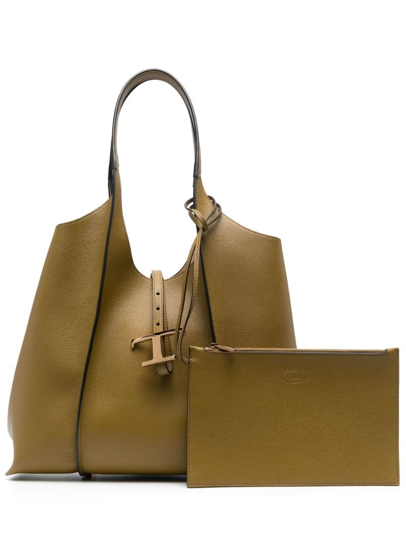 Brown T Timeless Leather Shoulder Bag