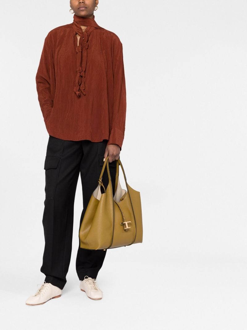 Brown T Timeless Leather Shoulder Bag