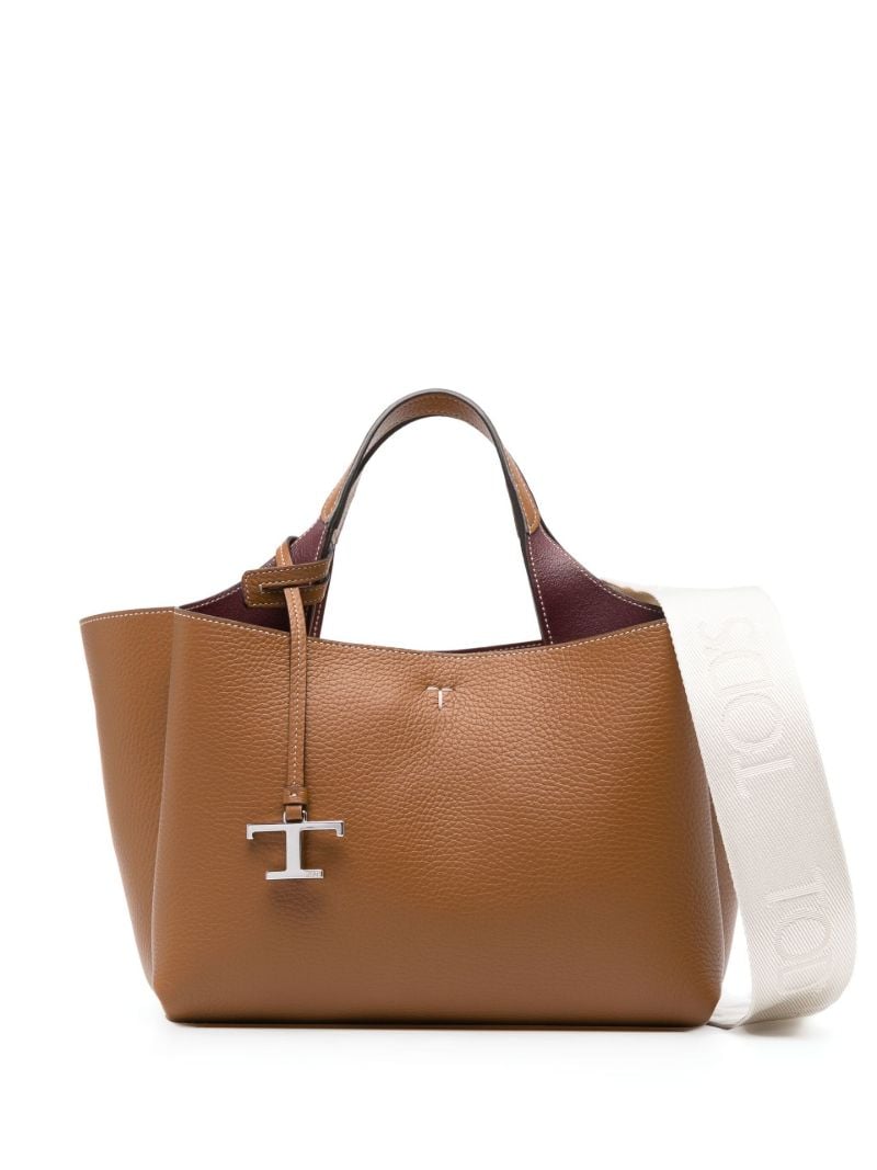 Brown Micro Leather Tote Bag