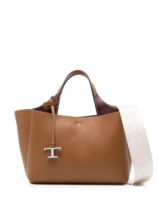 Brown Micro Leather Tote Bag