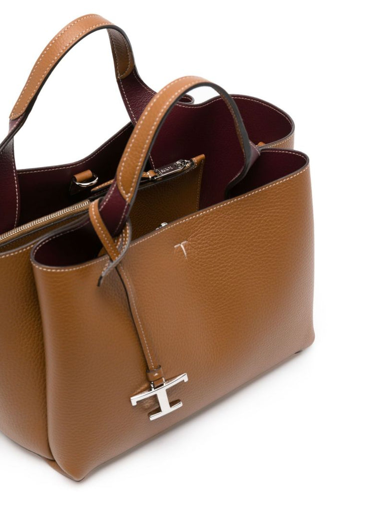Brown Micro Leather Tote Bag