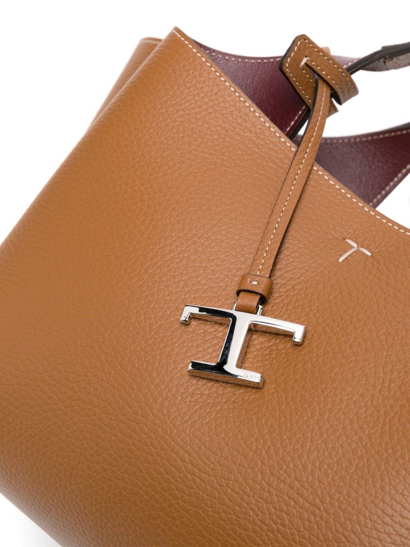 Brown Micro Leather Tote Bag
