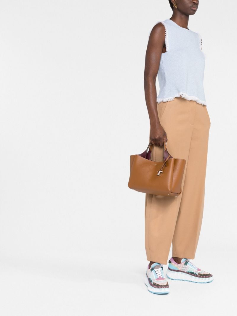 Brown Micro Leather Tote Bag