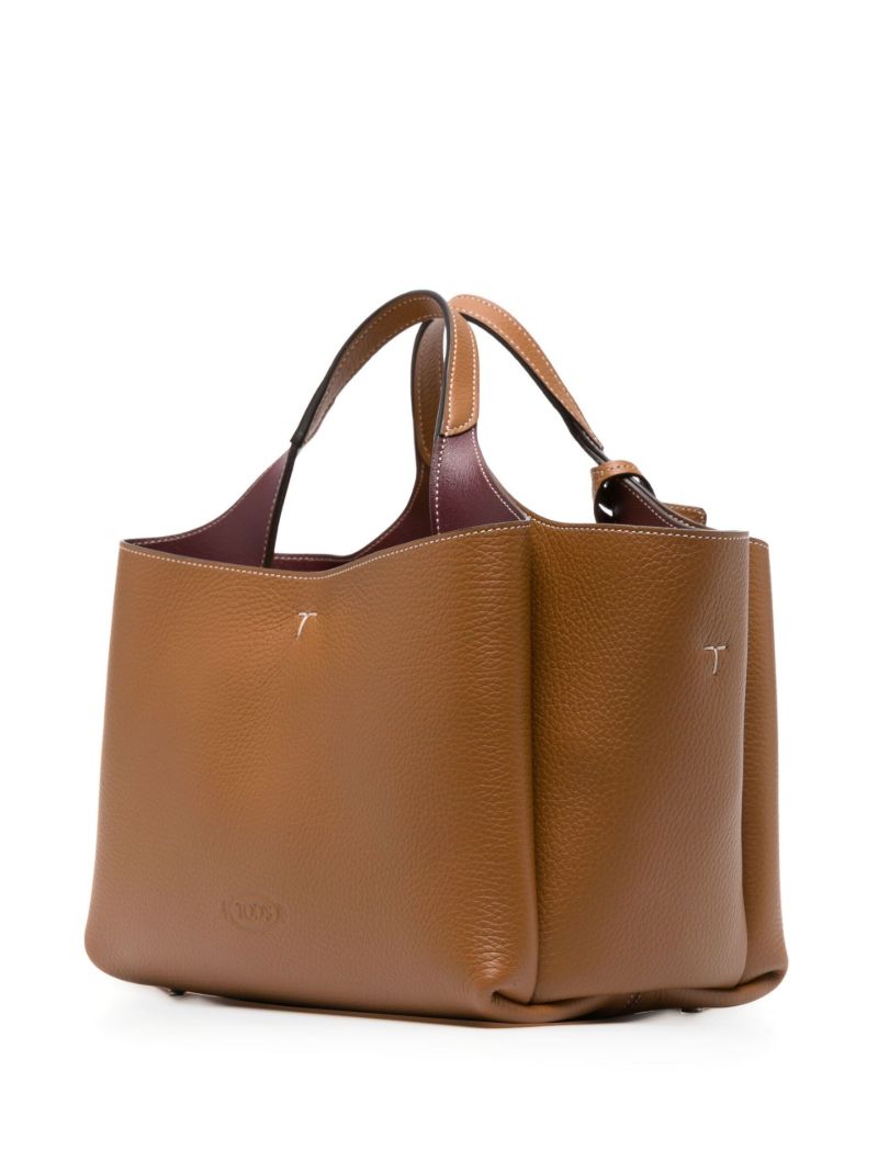 Brown Micro Leather Tote Bag
