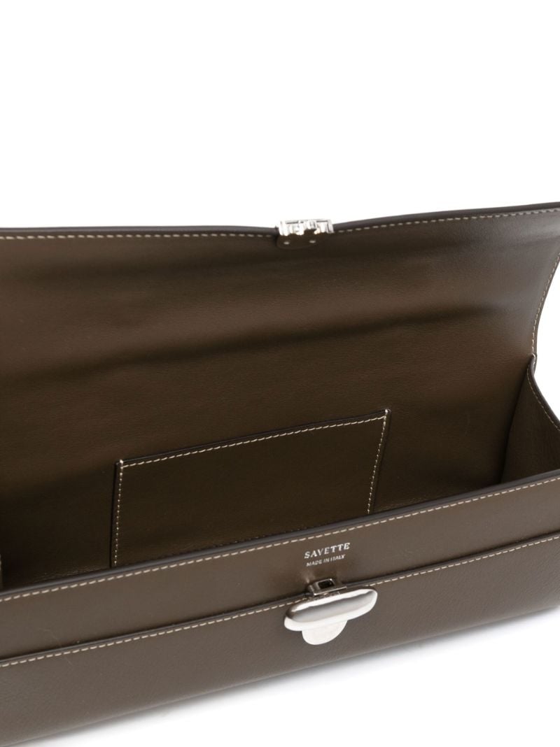 Brown Clasp Fastening Clutch Bag
