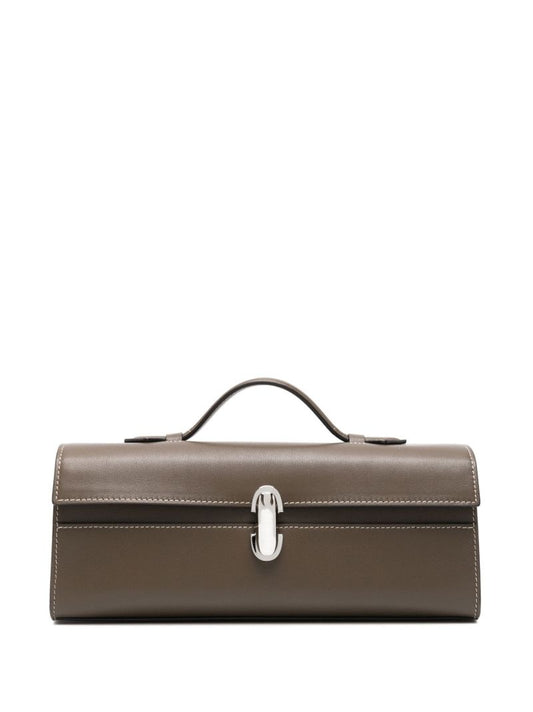 Brown Clasp Fastening Clutch Bag