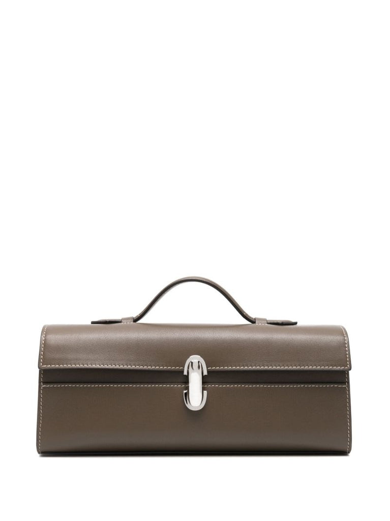 Brown Clasp Fastening Clutch Bag