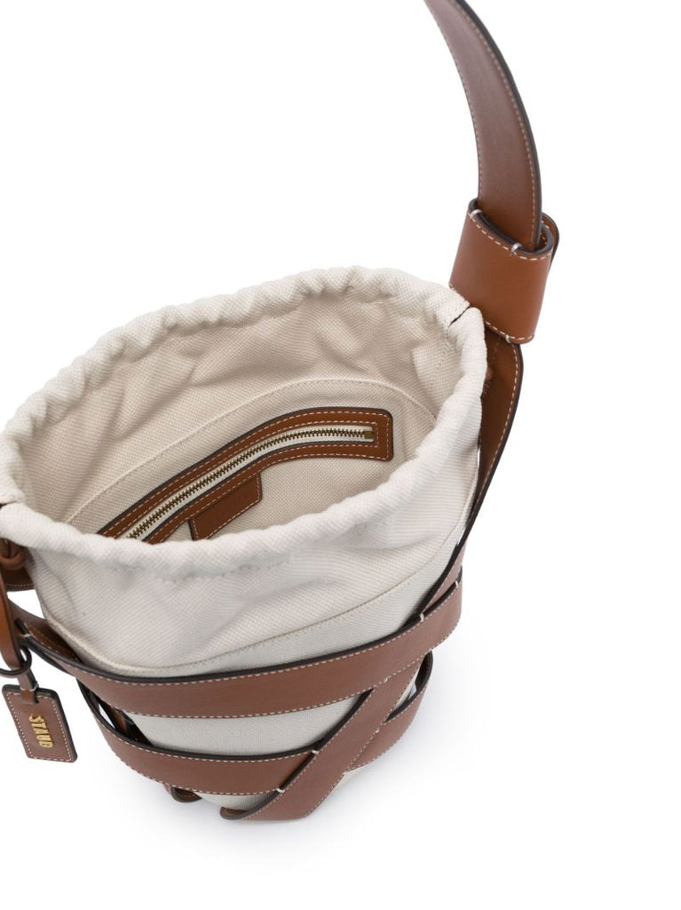 Neutral Hive Leather Bucket Bag
