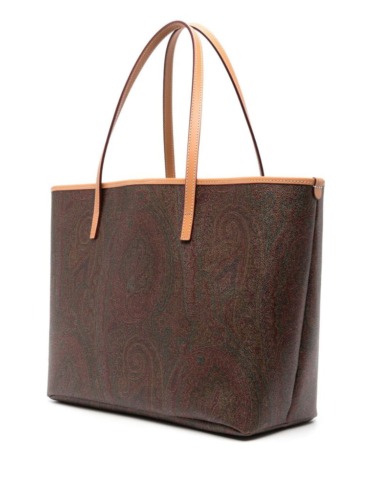 Red Paisley Print Tote Bag