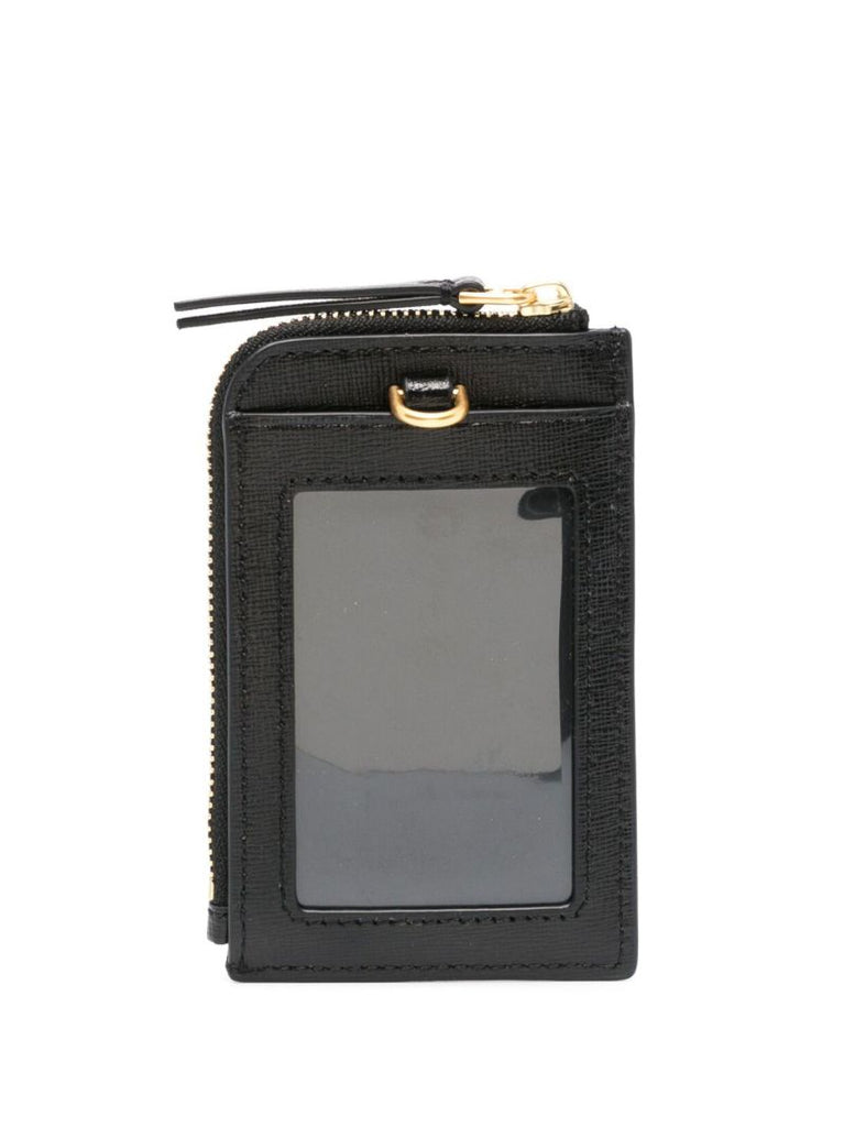 Black Logo Leather Card Holder