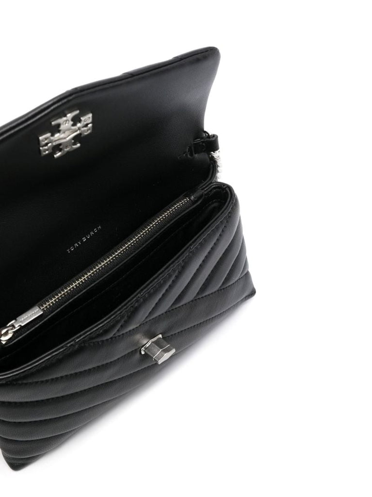 Black Kira Chevron Leather Chain Wallet