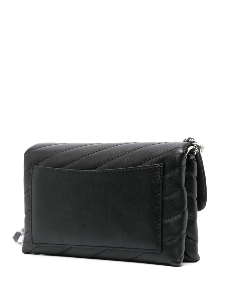 Black Kira Chevron Leather Chain Wallet