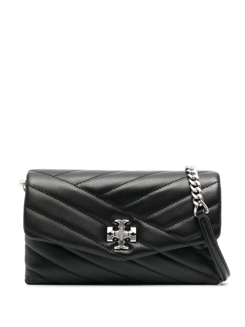 Black Kira Chevron Leather Chain Wallet