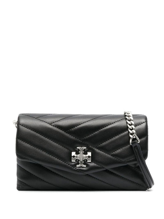 Black Kira Chevron Leather Chain Wallet